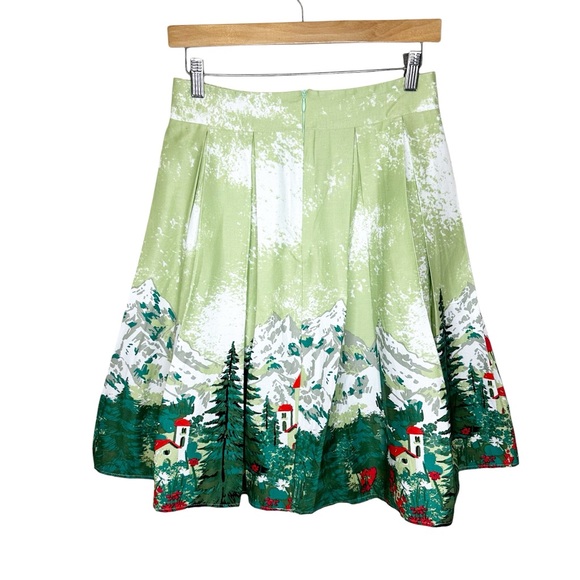 Retro Pinup Style Alpine Mountain Print Pleated Circle Skirt Modcloth? - Picture 3 of 6